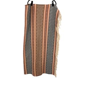 Cozy Geometric Throw Blanket - Orange, Gray, and Cream
